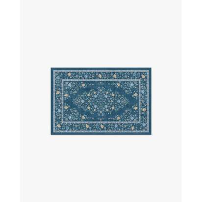 Emmeline Blue Multicolour Flatwoven Rug - 60 x 90 cm - Rug + Cushioned Pad System