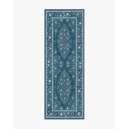 Emmeline Blue Multicolour Flatwoven Rug - 75 x 215 cm - Rug + Cushioned Pad System