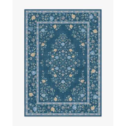 Emmeline Blue Multicolour Flatwoven Rug - 150 x 215 cm - Rug + Cushioned Pad System