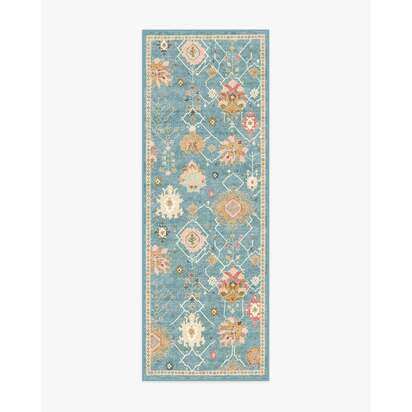 Samara Blue Flatwoven Rug - 75 x 215 cm - Rug + Pad System