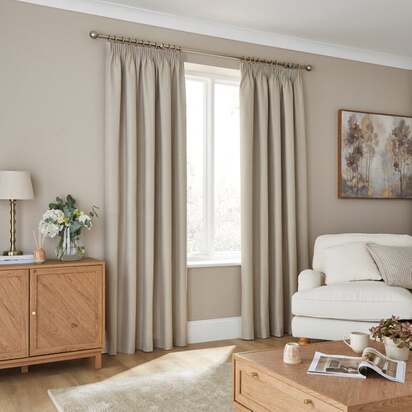Rotterdam Herringbone Blackout Thermal Pencil Pleat Curtains