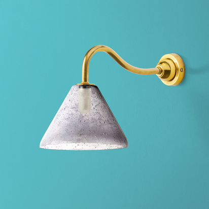 IP44 Swan neck wall fitting in antique brass