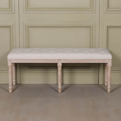 Light Wooden Louis Upholstered Bench