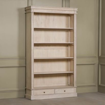 Blanche Wooden Rustic Single Open Bookcase with Drawers