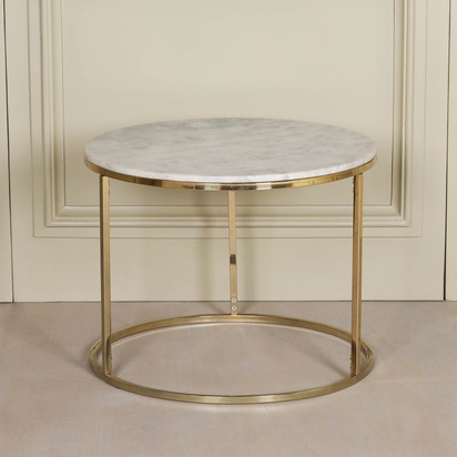 Gold Metal Side Table with Marble Top