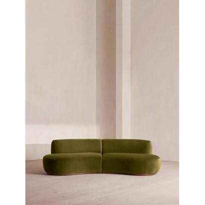 Aline Serpentine Modular Sofa, Three Seater, Olive Velvet, UK