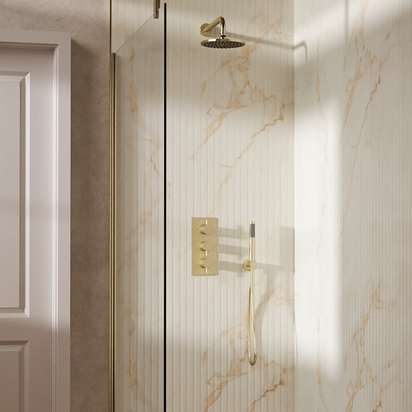 Crosswater MPRO 2 Outlet 3 Handle Shower Bundle - Brushed Brass