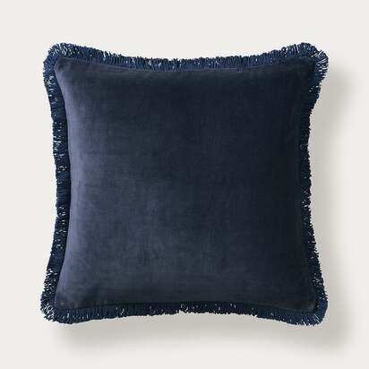 Cotton Velvet Fringed Cushion - Nights Sky - Home Accessories - The Cotswold Company