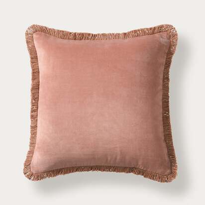Cotton Velvet Fringed Cushion - Rose - Home Accessories - The Cotswold Company