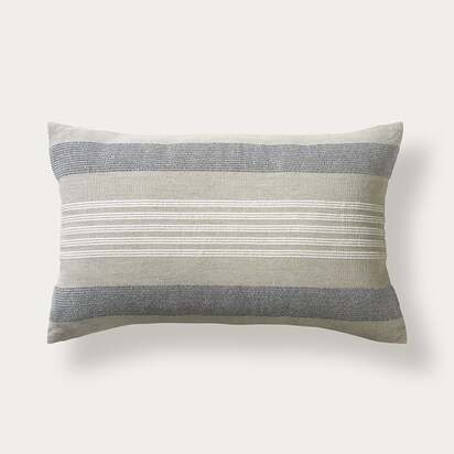 Cotton Linen Woven Stripe Cushion Navy/Natural 30x50cm - Home Accessories - The Cotswold Company