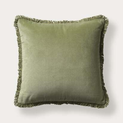 Cotton Velvet Fringed Cushion - Apple - Home Accessories - The Cotswold Company