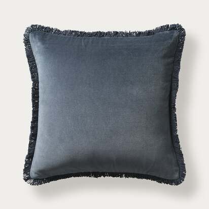 Cotton Velvet Fringed Cushion - Nocturne - Home Accessories - The Cotswold Company