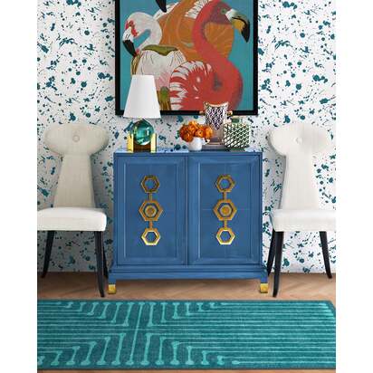 Inkdrop Blue & Teal Rug by Jonathan Adler - 120 x 185 cm - All-In-One Rug