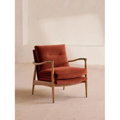 Theodore Oak Armchair, Velvet Rust