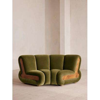 Noelle Modular Curved Armchair, Velvet Olive, UK