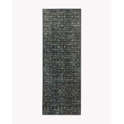 Sierra Soft Black Flatwoven Rug - 75 x 215 cm - Rug + Pad System