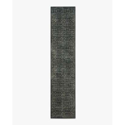 Sierra Soft Black Flatwoven Rug - 75 x 365 cm - Rug + Pad System