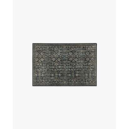 Sierra Soft Black Flatwoven Rug - 60 x 90 cm - Rug + Cushioned Pad System