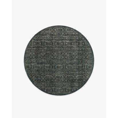 Sierra Soft Black Flatwoven Rug - 185 Round cm - Rug + Cushioned Pad System