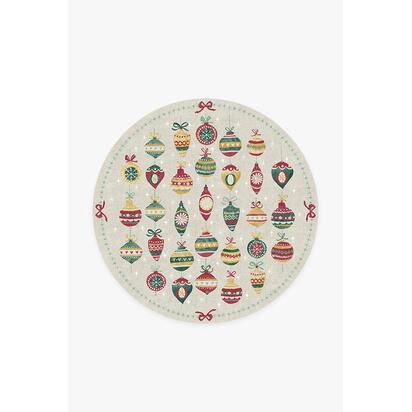 Festive Garland Holiday Shortbread Flatwoven Rug - 185 Round cm - Rug + Cushioned Pad System