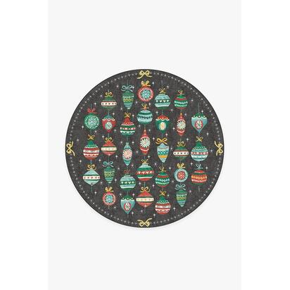Festive Garland Multicolour Flatwoven Rug - 185 Round cm - Rug + Cushioned Pad System