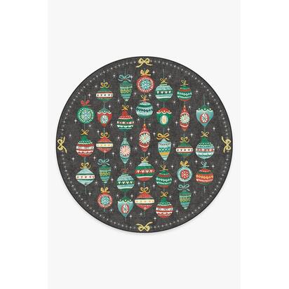 Festive Garland Multicolour Flatwoven Rug - 245 Round cm - Rug + Cushioned Pad System