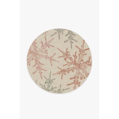 Snowflake Creme Flatwoven Rug - 185 Round cm - Rug + Cushioned Pad System