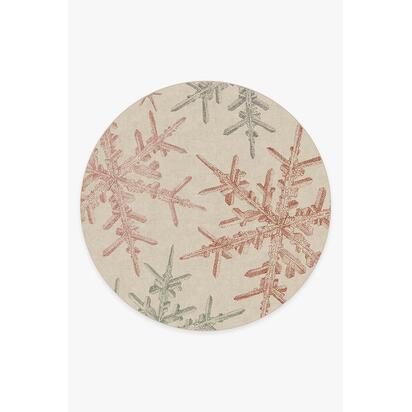 Snowflake Creme Flatwoven Rug - 245 Round cm - Rug + Cushioned Pad System