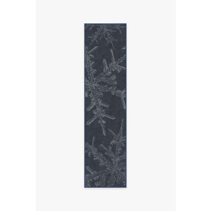 Snowflake Navy Flatwoven Rug - 75 x 305 cm - Rug + Cushioned Pad System