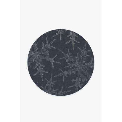 Snowflake Navy Flatwoven Rug - 185 Round cm - Rug + Cushioned Pad System
