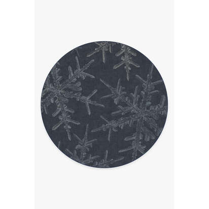 Snowflake Navy Flatwoven Rug - 245 Round cm - Rug + Cushioned Pad System