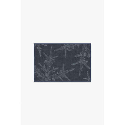 Snowflake Navy Flatwoven Rug - 60 x 90 cm - Rug + Cushioned Pad System