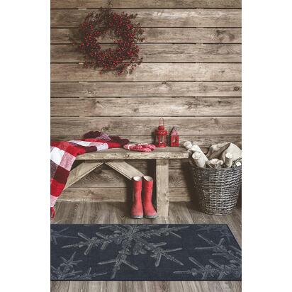 Snowflake Navy Flatwoven Rug - 60 x 90 cm - Rug + Cushioned Pad System