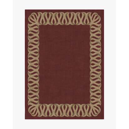 Ribbon Border Red & Natural Flatwoven Rug - 150 x 215 cm - Rug + Cushioned Pad System