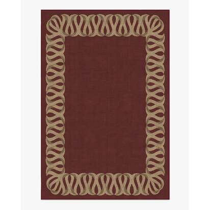Ribbon Border Red & Natural Flatwoven Rug - 185 x 275 cm - Rug + Cushioned Pad System