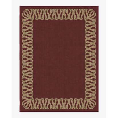 Ribbon Border Red & Natural Flatwoven Rug - 275 x 365 cm - Rug + Cushioned Pad System