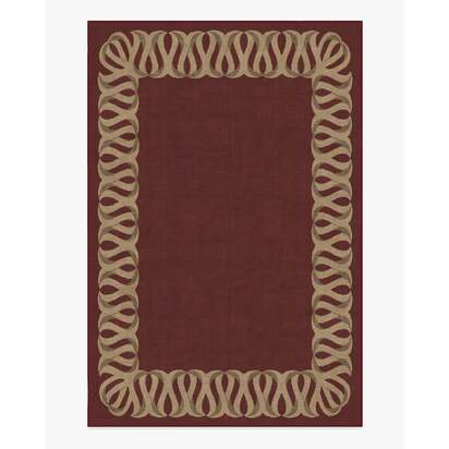 Ribbon Border Red & Natural Flatwoven Rug - 200 x 290 cm - Rug + Pad System