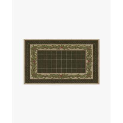 Pine Border Dark Olive Flatwoven Rug - 90 x 150 cm - Rug + Pad System