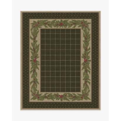 Pine Border Dark Olive Flatwoven Rug - 245 x 305 cm - Rug + Pad System