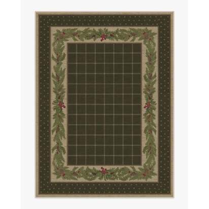 Pine Border Dark Olive Flatwoven Rug - 275 x 365 cm - Rug + Pad System
