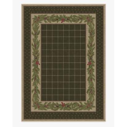 Pine Border Dark Olive Flatwoven Rug - 305 x 425 cm - Rug + Pad System