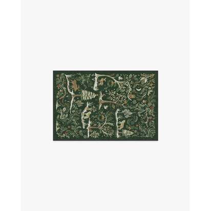 Elwood Forest Green Flatwoven Rug - 60 x 90 cm - Rug + Cushioned Pad System