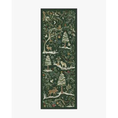 Elwood Forest Green Flatwoven Rug - 75 x 215 cm - Rug + Cushioned Pad System