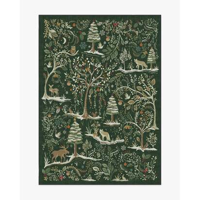 Elwood Forest Green Flatwoven Rug - 150 x 215 cm - Rug + Cushioned Pad System
