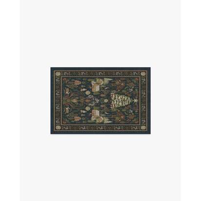 Juniper Midnight Blue Flatwoven Rug - 60 x 90 cm - Rug + Cushioned Pad System