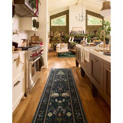 Juniper Midnight Blue Flatwoven Rug - 60 x 90 cm - Rug + Cushioned Pad System