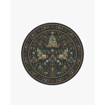 Juniper Midnight Blue Flatwoven Rug - 185 Round cm - Rug + Cushioned Pad System