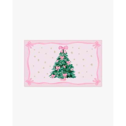 Bella Bows Spruce Flatwoven Pink Rug - 90 x 150 cm - Rug + Cushioned Pad System