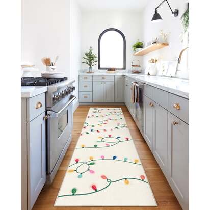 Let It Glow Cream Multicolour Flatwoven Rug - 60 x 90 cm - Rug + Pad System