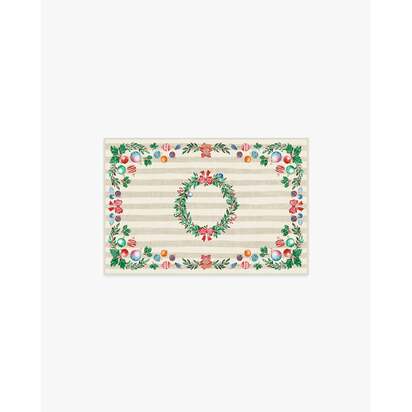 Lydia Garland Cream Multicolour Flatwoven Rug - 60 x 90 cm - Rug + Pad System